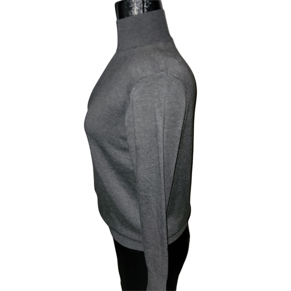 Zara Grey Mock Turtleneck Light Sweater With Button Up Shoulder XL - Picture 5 of 7